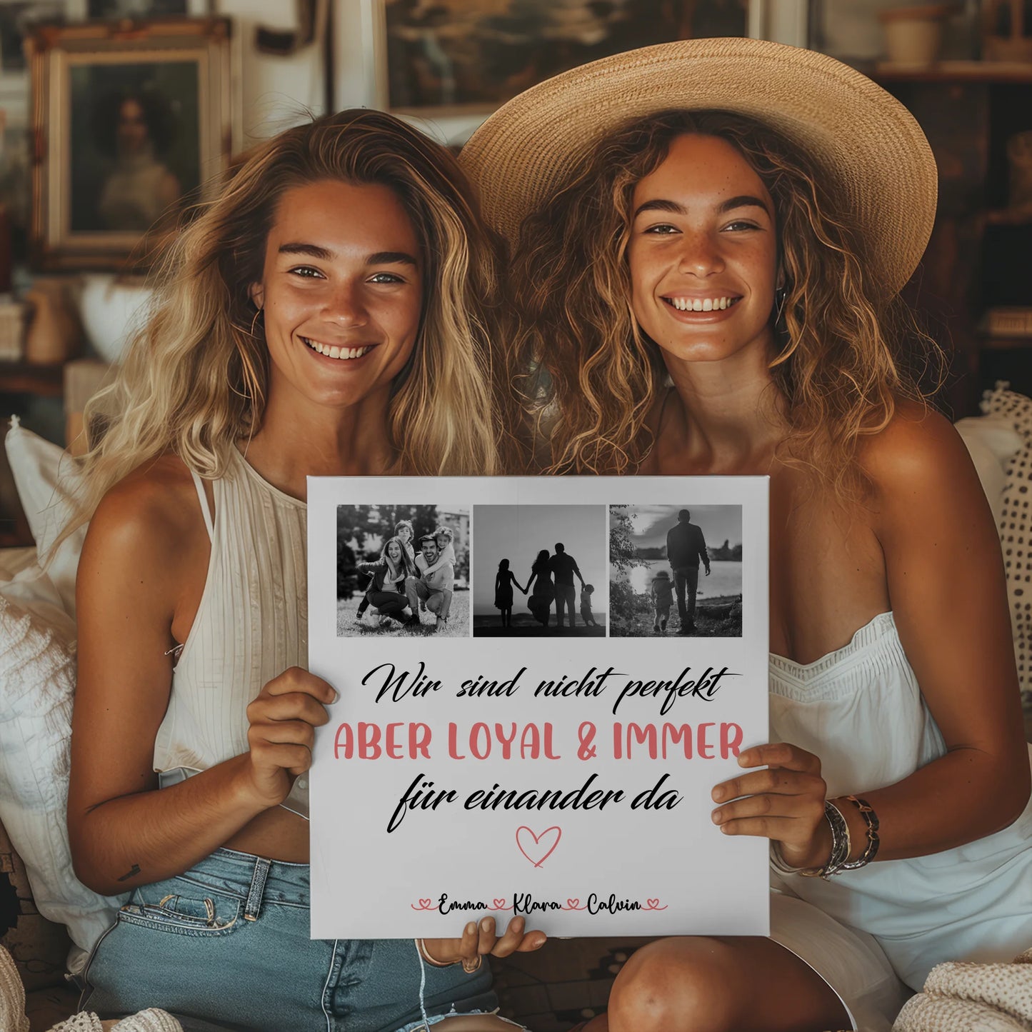 Wandbild Familie Personalisiert Familie Fotocollage Nicht Perfekt Aber Loyal Geschenkidee