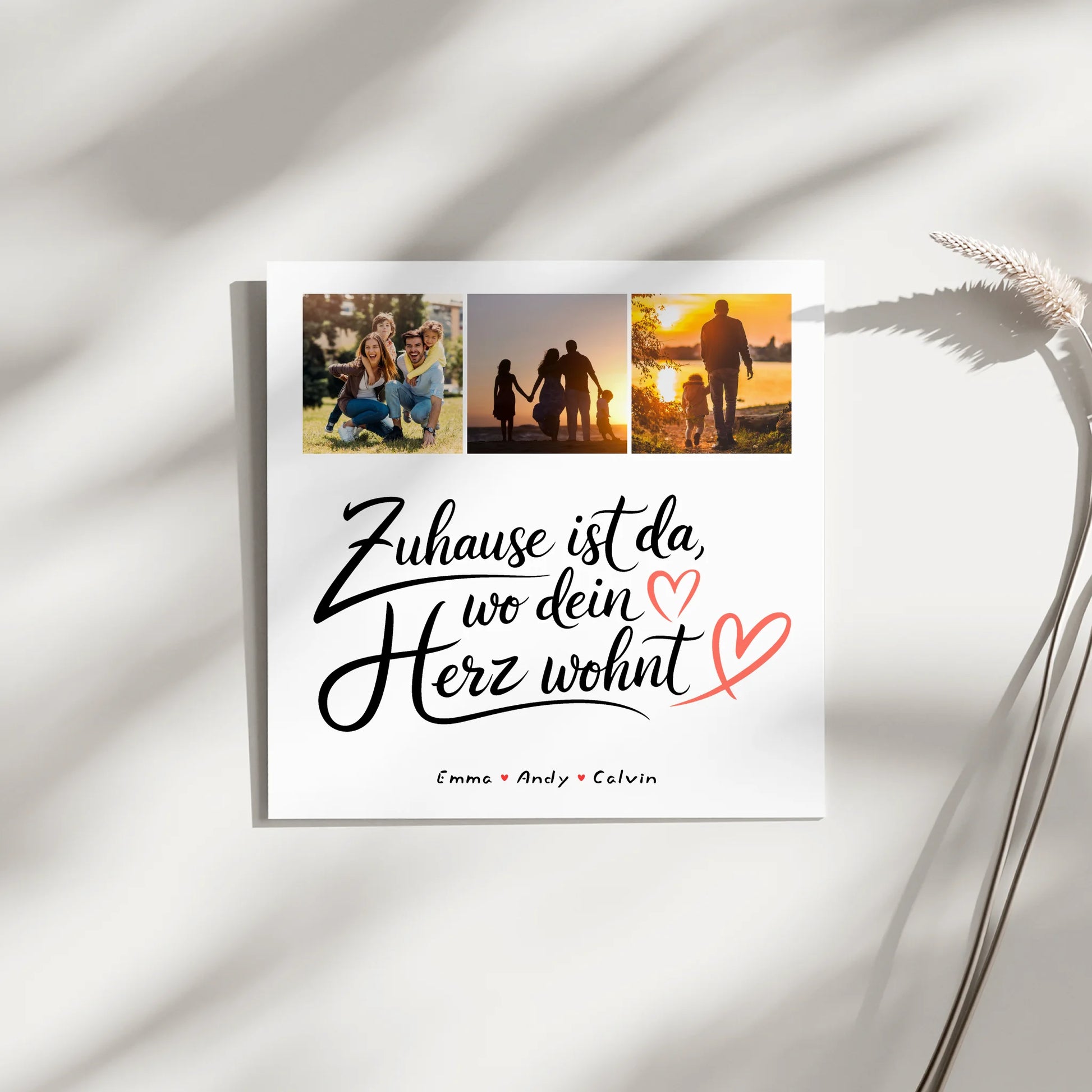 Wandbild Familie Personalisiert Geschenk Fotocollage Familie Wo Dein Herz Wohnt 3