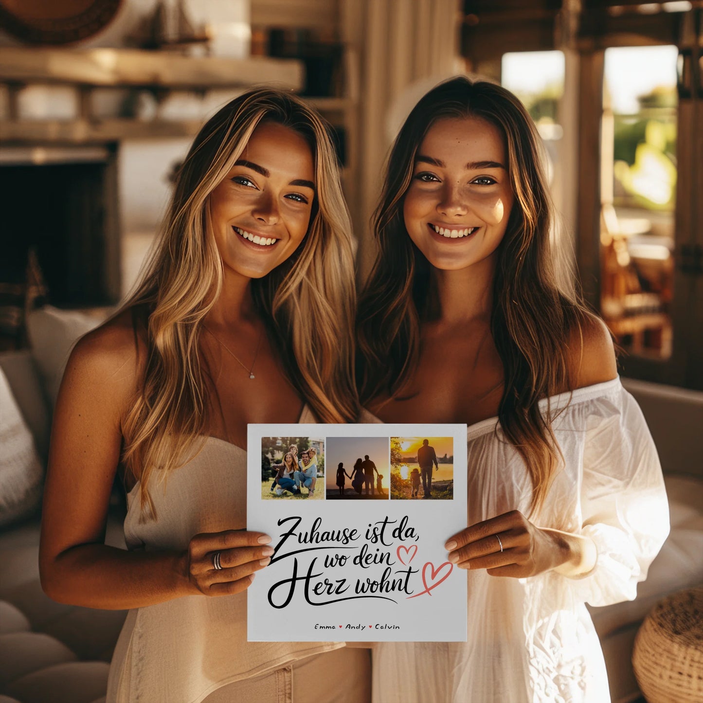 Wandbild Familie Personalisiert Geschenk Fotocollage Familie Wo Dein Herz Wohnt 8