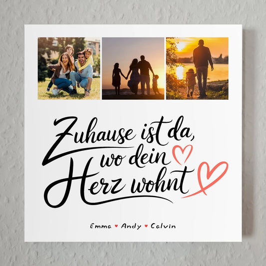 Wandbild Familie Personalisiert Geschenk Fotocollage Familie Wo Dein Herz Wohnt 1