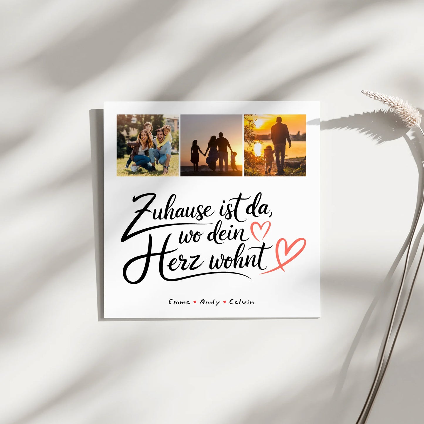 Wandbild Familie Personalisiert Geschenk Fotocollage Familie Wo Dein Herz Wohnt