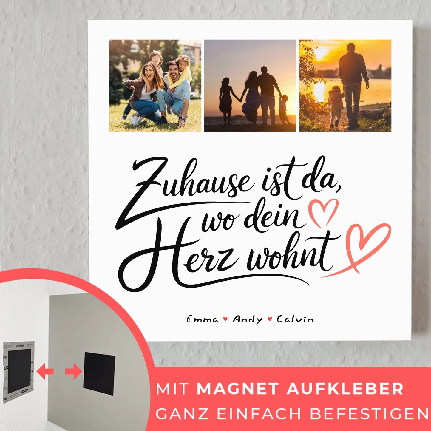 Wandbild Familie Personalisiert Geschenk Fotocollage Familie Wo Dein Herz Wohnt 10