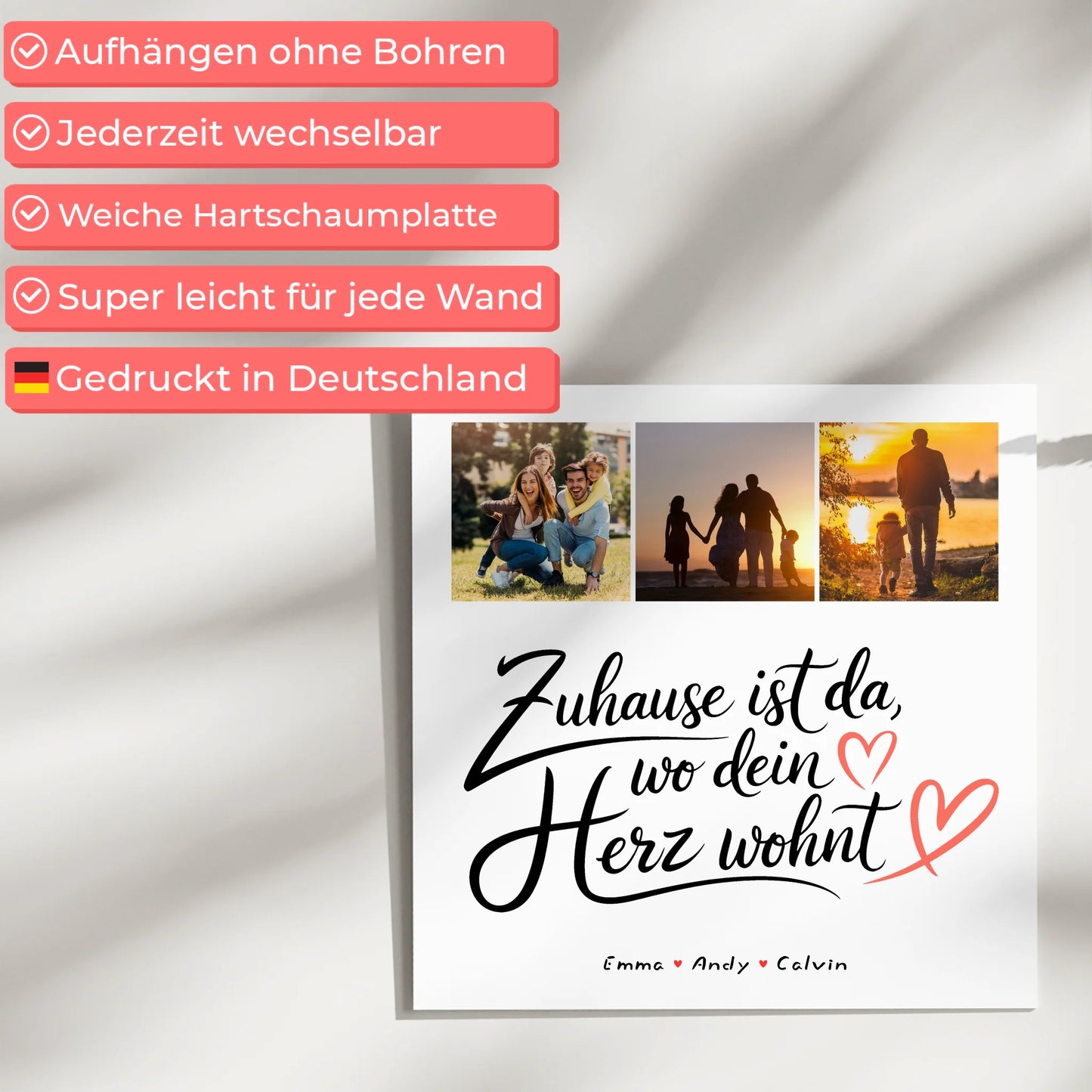 Wandbild Familie Personalisiert Geschenk Fotocollage Familie Wo Dein Herz Wohnt 5