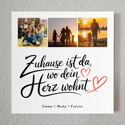 Wandbild Familie Personalisiert Geschenk Fotocollage Familie Wo Dein Herz Wohnt 7