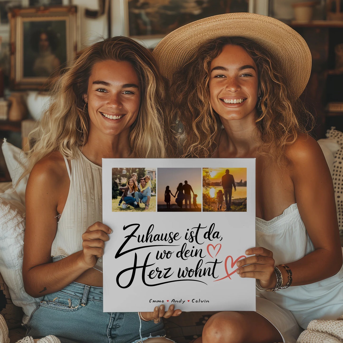 Wandbild Familie Personalisiert Geschenk Fotocollage Familie Wo Dein Herz Wohnt