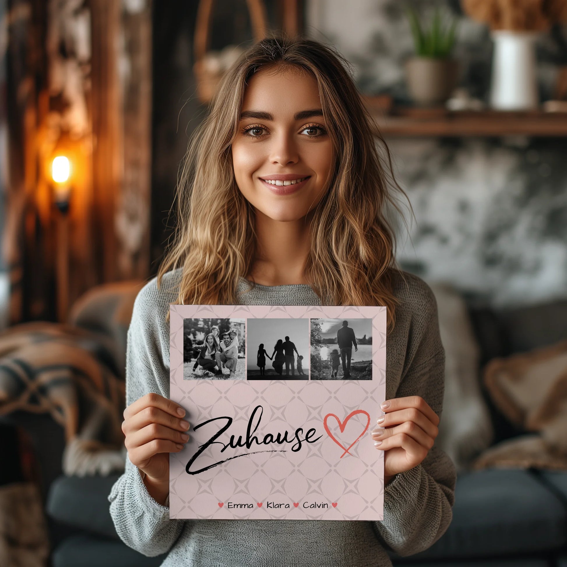 Familienbild Personalisiert Fotocollage Familie als Geschenk für Zuhause 2