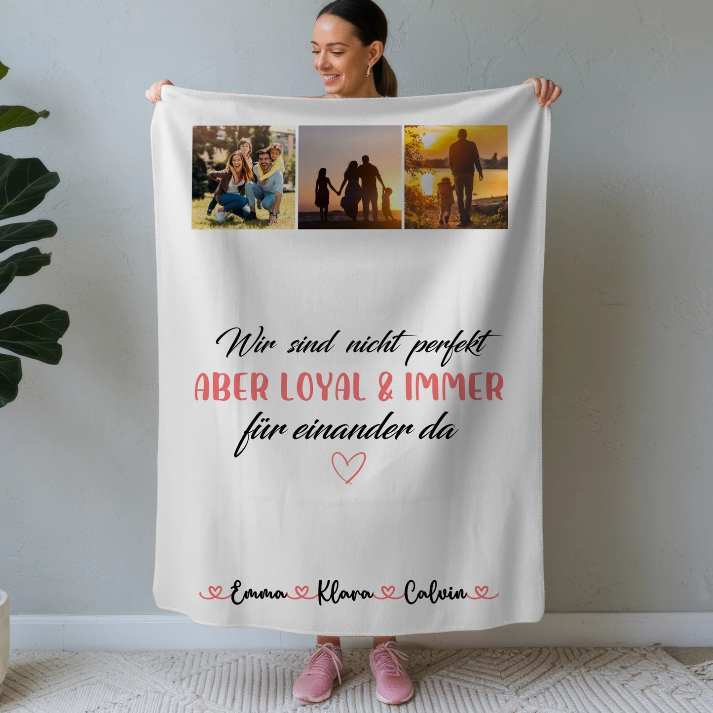 Personalisierte Decke Mit Namen Fotocollage Familie Nicht Perfekt Aber Loyal Geschenk 1