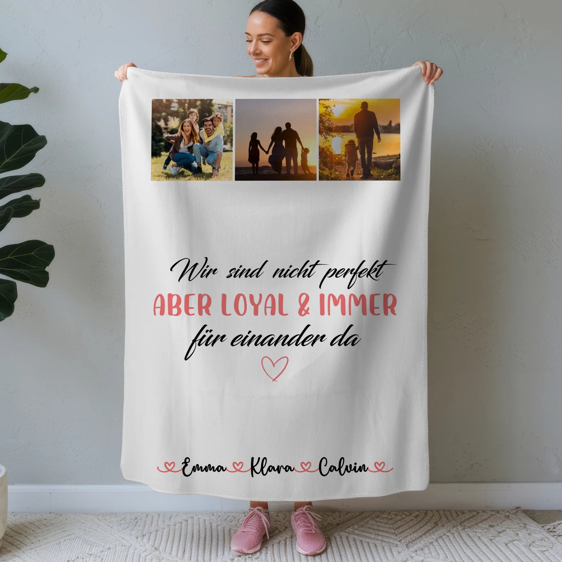 Personalisierte Decke Mit Namen Fotocollage Familie Nicht Perfekt Aber Loyal Geschenk 1