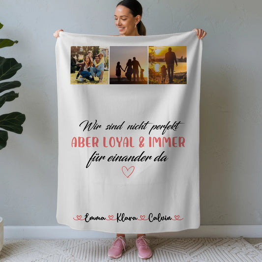 Personalisierte Decke Mit Namen Fotocollage Familie Nicht Perfekt Aber Loyal Geschenk 1