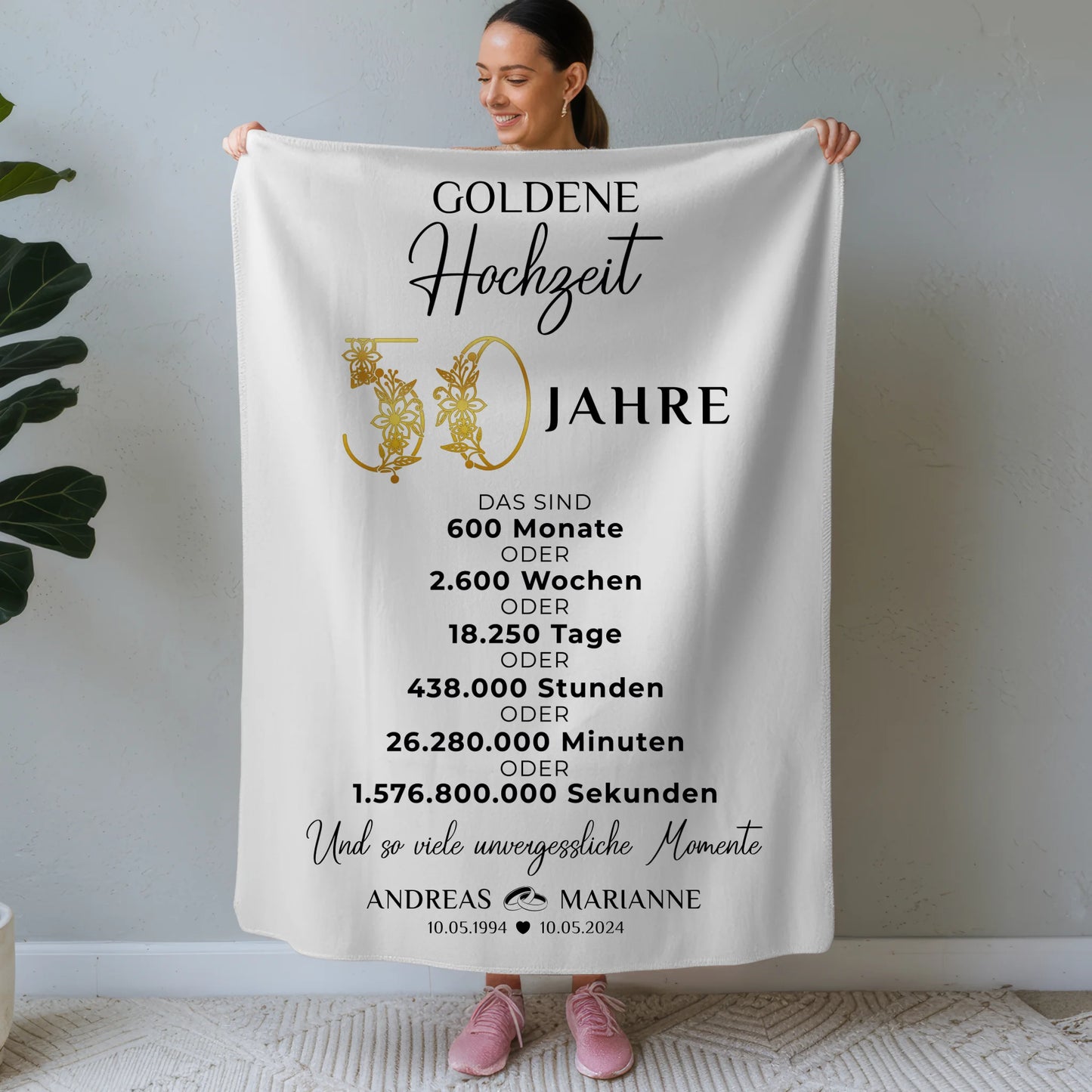 Personalisierte Decke Geschenke für 50 Hochzeitstag zur Goldenen Hochzeit Momente