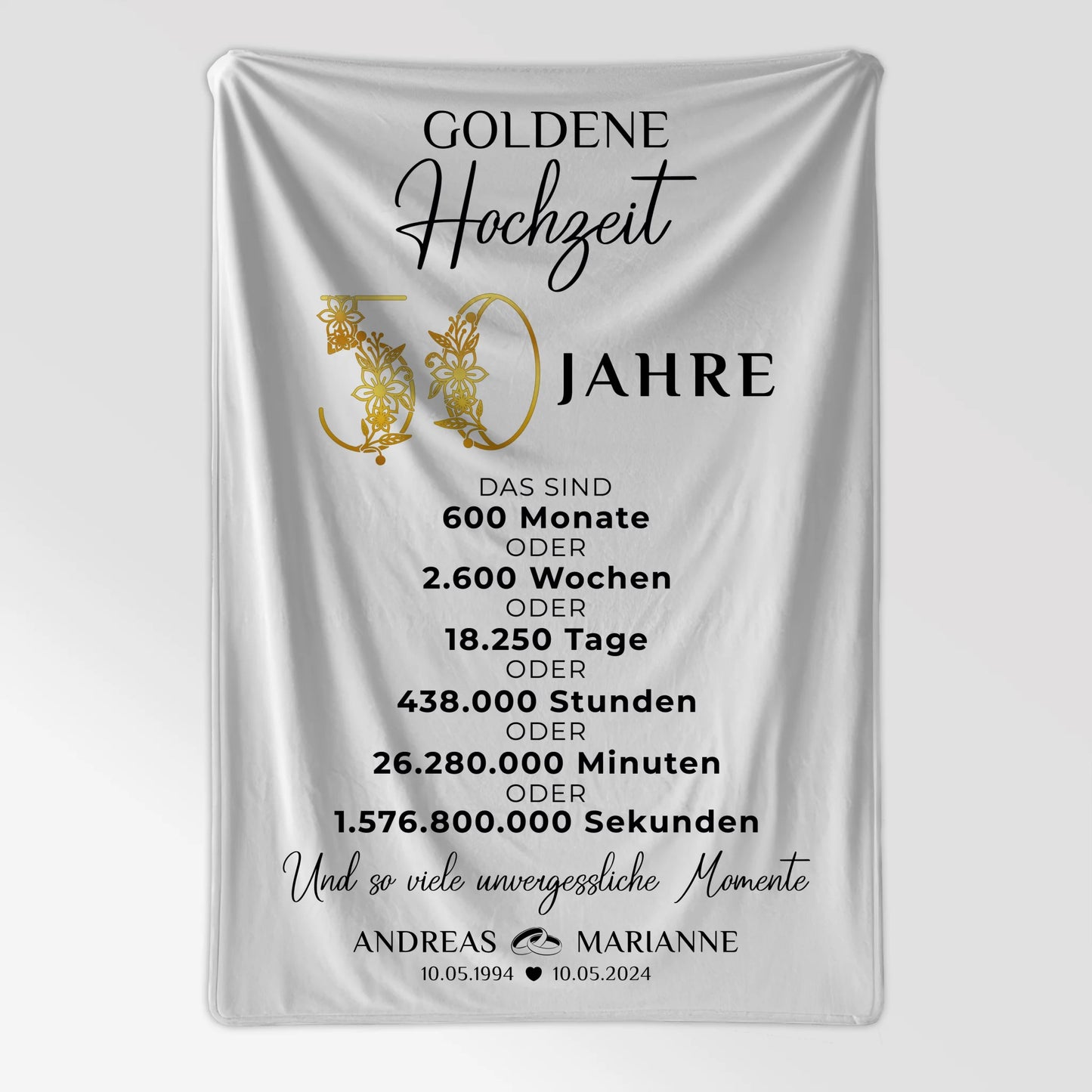 Personalisierte Decke Geschenke für 50 Hochzeitstag zur Goldenen Hochzeit Momente