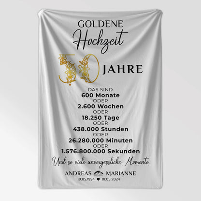 Personalisierte Decke Geschenke für 50 Hochzeitstag zur Goldenen Hochzeit Momente