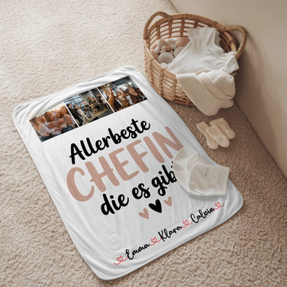 Personalisierte Namensdecke mit Fotocollage Chefin Allerbeste Chefin Die Es Gibt 2