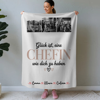Kuscheldecke Mit Namen Fotocollage für Chefin Glück Ist eine Chefin Wie Dich Zu Haben 1
