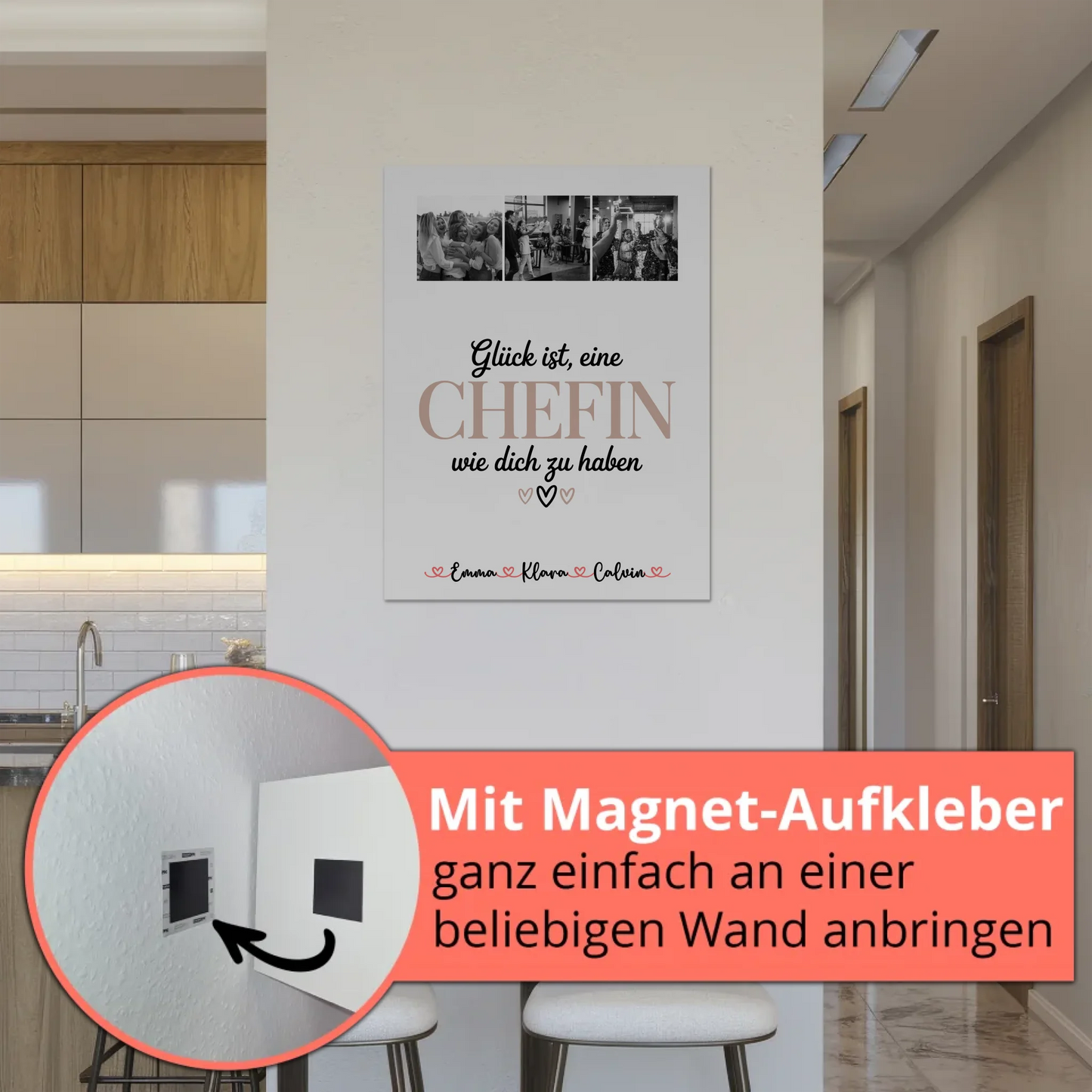 Personalisiertes Fotoboard Poster Magnetisch mit Fotocollage für Chefin Glück Ist eine Chefin Wie Dich Zu Haben