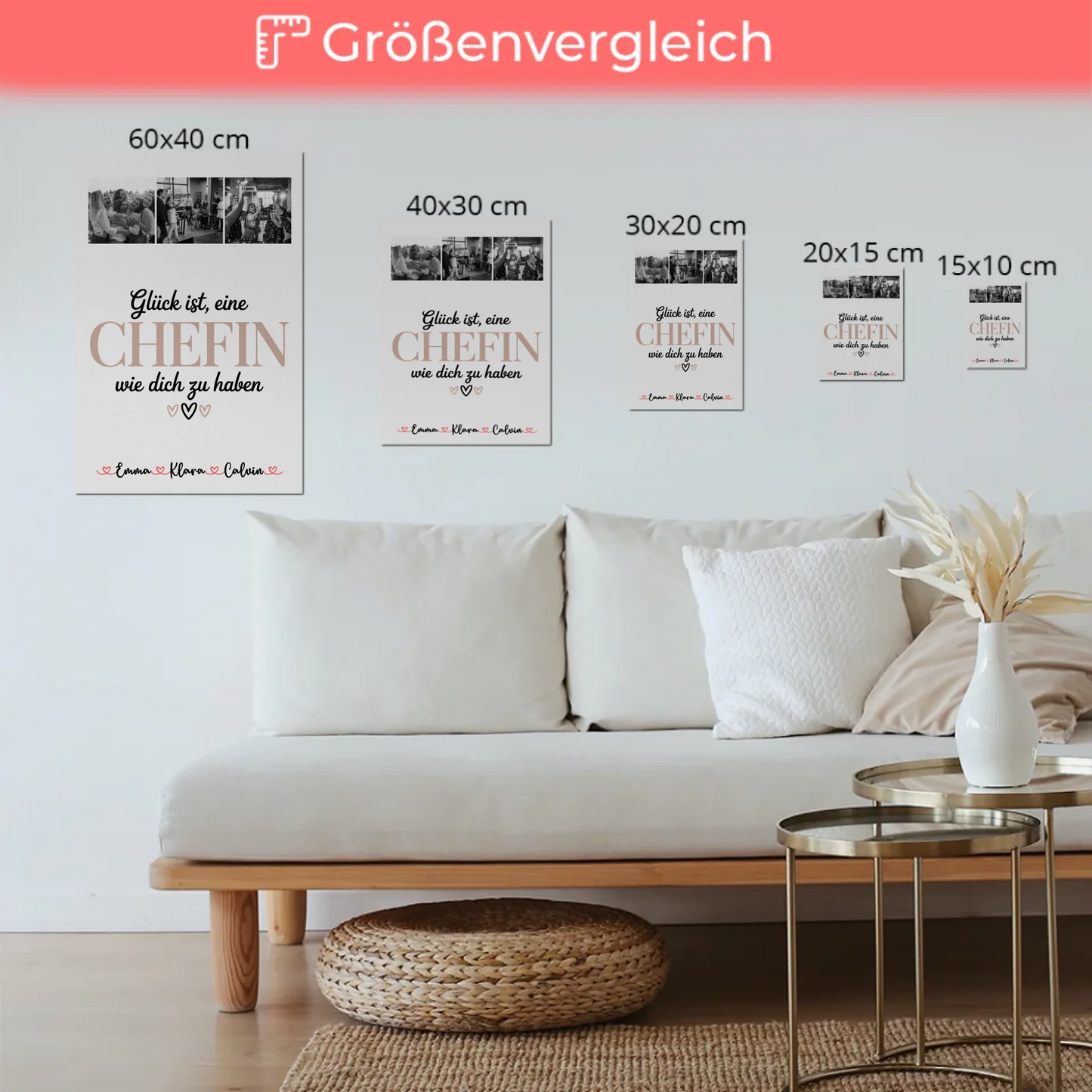 Personalisiertes Fotoboard Poster Magnetisch mit Fotocollage für Chefin Glück Ist eine Chefin Wie Dich Zu Haben