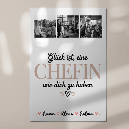 Personalisiertes Fotoboard Poster Magnetisch mit Fotocollage für Chefin Glück Ist eine Chefin Wie Dich Zu Haben