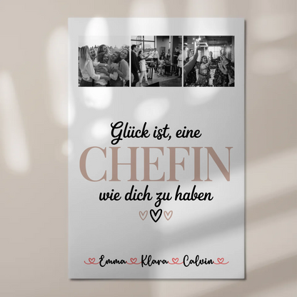Personalisiertes Fotoboard Poster Magnetisch mit Fotocollage für Chefin Glück Ist eine Chefin Wie Dich Zu Haben