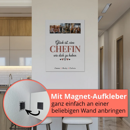 Personalisierte Chefin Fotocollage mit Fotoboard Magnet Wandbild Glück Ist eine Chefin Wie Dich Zu Haben