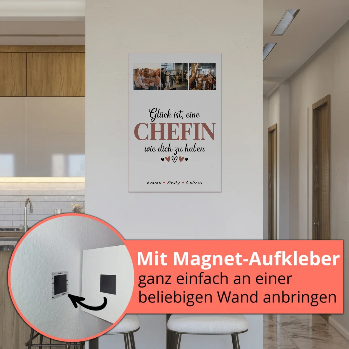 Personalisierte Chefin Fotocollage mit Fotoboard Magnet Wandbild Glück Ist eine Chefin Wie Dich Zu Haben