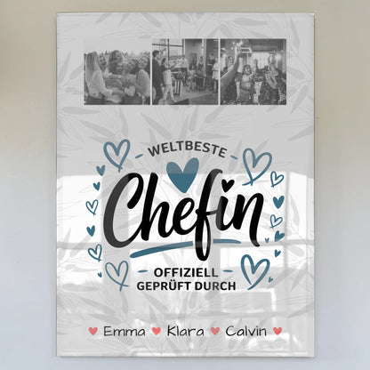 Foto Acrylglas Geschenk Fotocollage Chefin Weltbeste Chefin Offiziell Geprüft Durch Personalisierbar 1