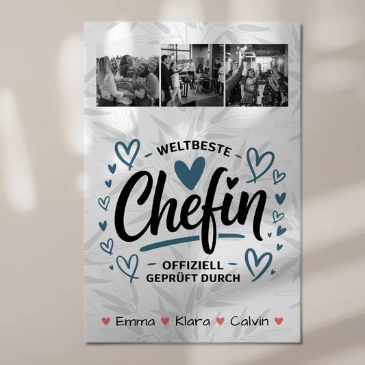 Magnetposter Fotoboard Geschenk Fotocollage Chefin Weltbeste Chefin Offiziell Geprüft Durch 1