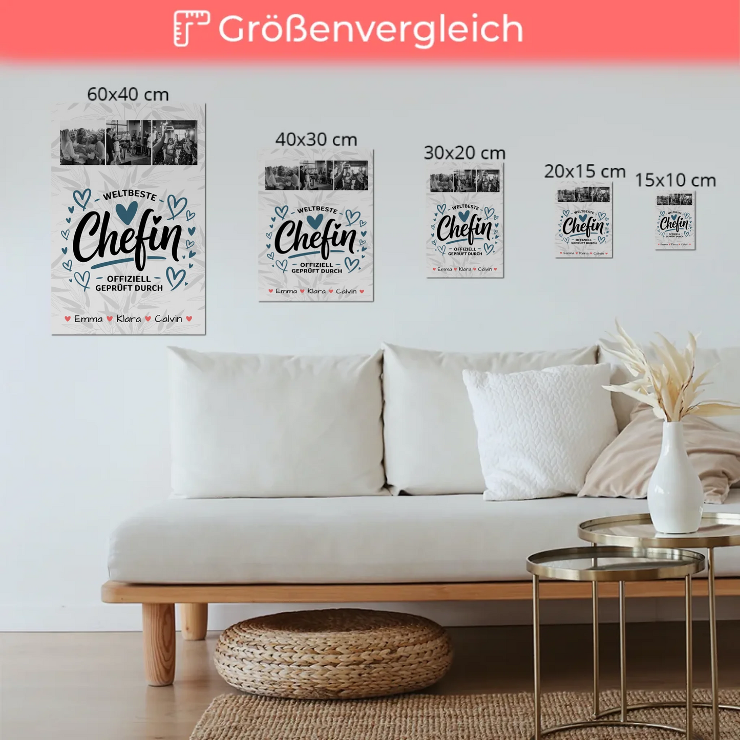 Magnetposter Fotoboard Geschenk Fotocollage Chefin Weltbeste Chefin Offiziell Geprüft Durch