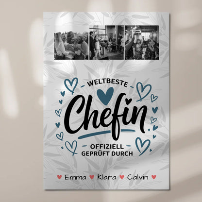 Magnetposter Fotoboard Geschenk Fotocollage Chefin Weltbeste Chefin Offiziell Geprüft Durch