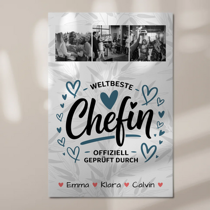 Magnetposter Fotoboard Geschenk Fotocollage Chefin Weltbeste Chefin Offiziell Geprüft Durch