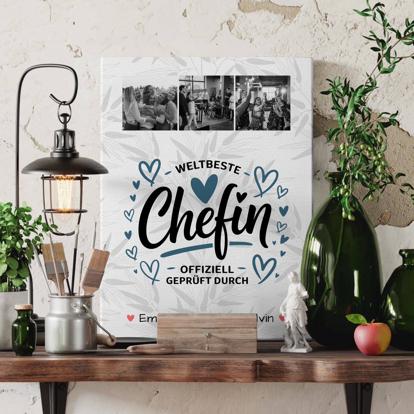 Personalisierte Leinwand Geschenk Fotocollage Chefin Weltbeste Chefin Offiziell Geprüft Durch 3