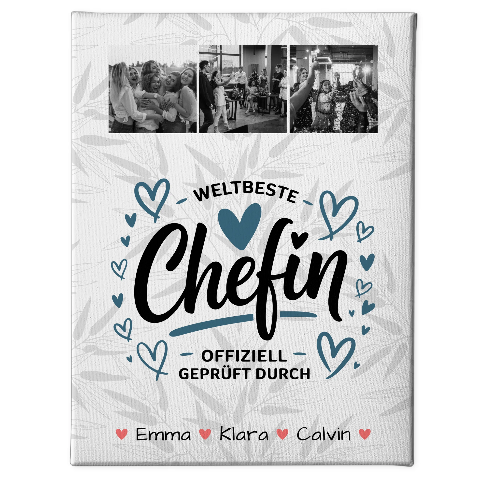 Personalisierte Leinwand Geschenk Fotocollage Chefin Weltbeste Chefin Offiziell Geprüft Durch 1