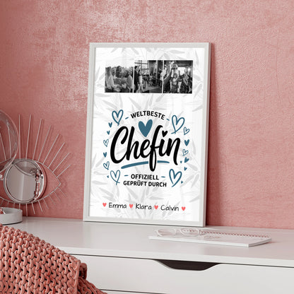 Personalisiertes Poster Datum Geschenk Fotocollage Chefin Weltbeste Chefin Offiziell Geprüft Durch