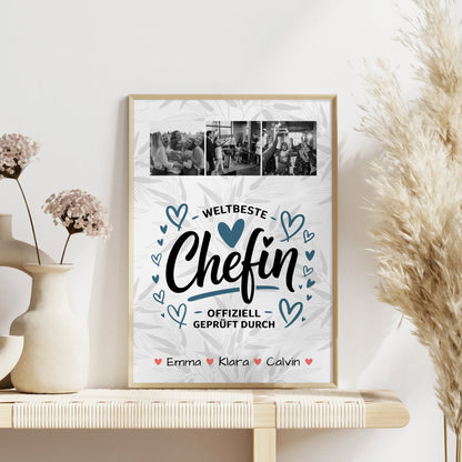 Personalisiertes Poster Datum Geschenk Fotocollage Chefin Weltbeste Chefin Offiziell Geprüft Durch