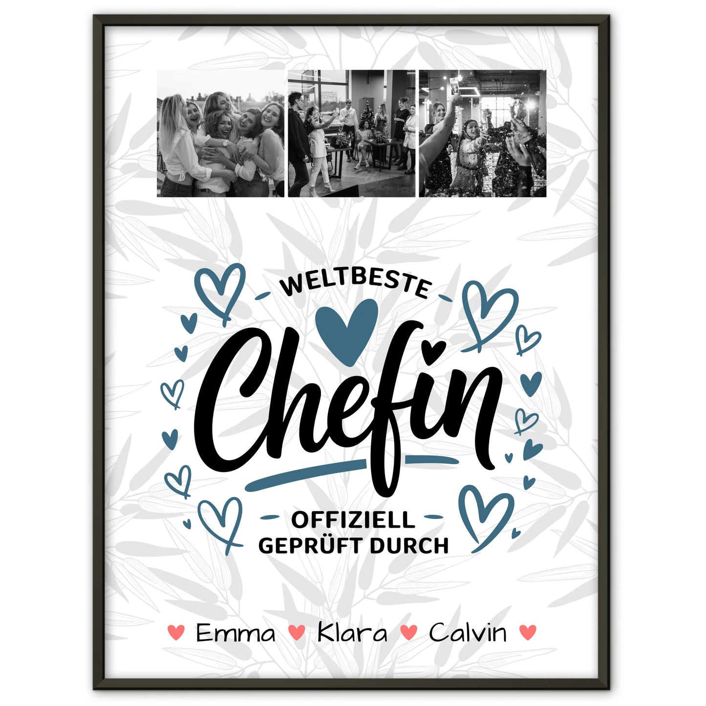 Personalisiertes Poster Datum Geschenk Fotocollage Chefin Weltbeste Chefin Offiziell Geprüft Durch