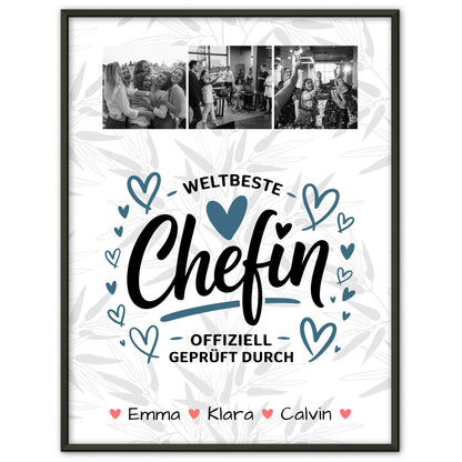 Personalisiertes Poster Datum Geschenk Fotocollage Chefin Weltbeste Chefin Offiziell Geprüft Durch
