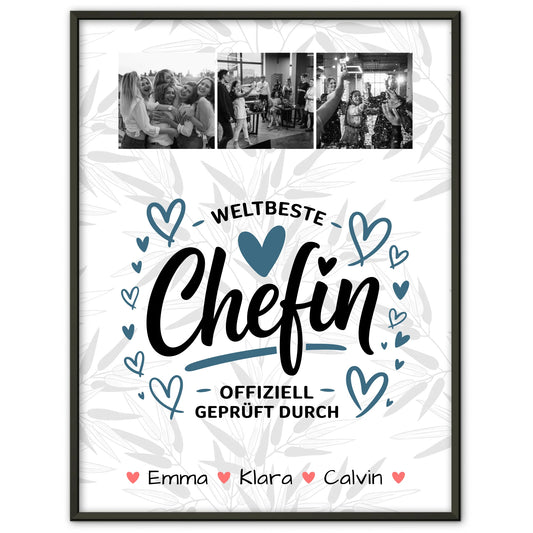 Personalisiertes Poster Datum Geschenk Fotocollage Chefin Weltbeste Chefin Offiziell Geprüft Durch