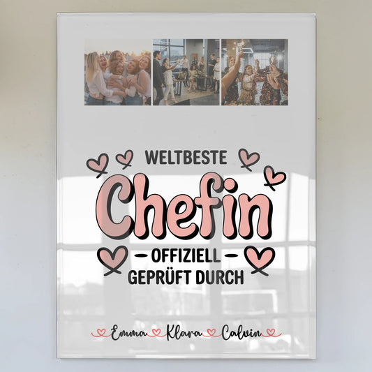 Personalisierte Geschenke Fotocollage Chefin Weltbeste Chefin Offiziell Geprüft Durch Foto Acrylglas 1