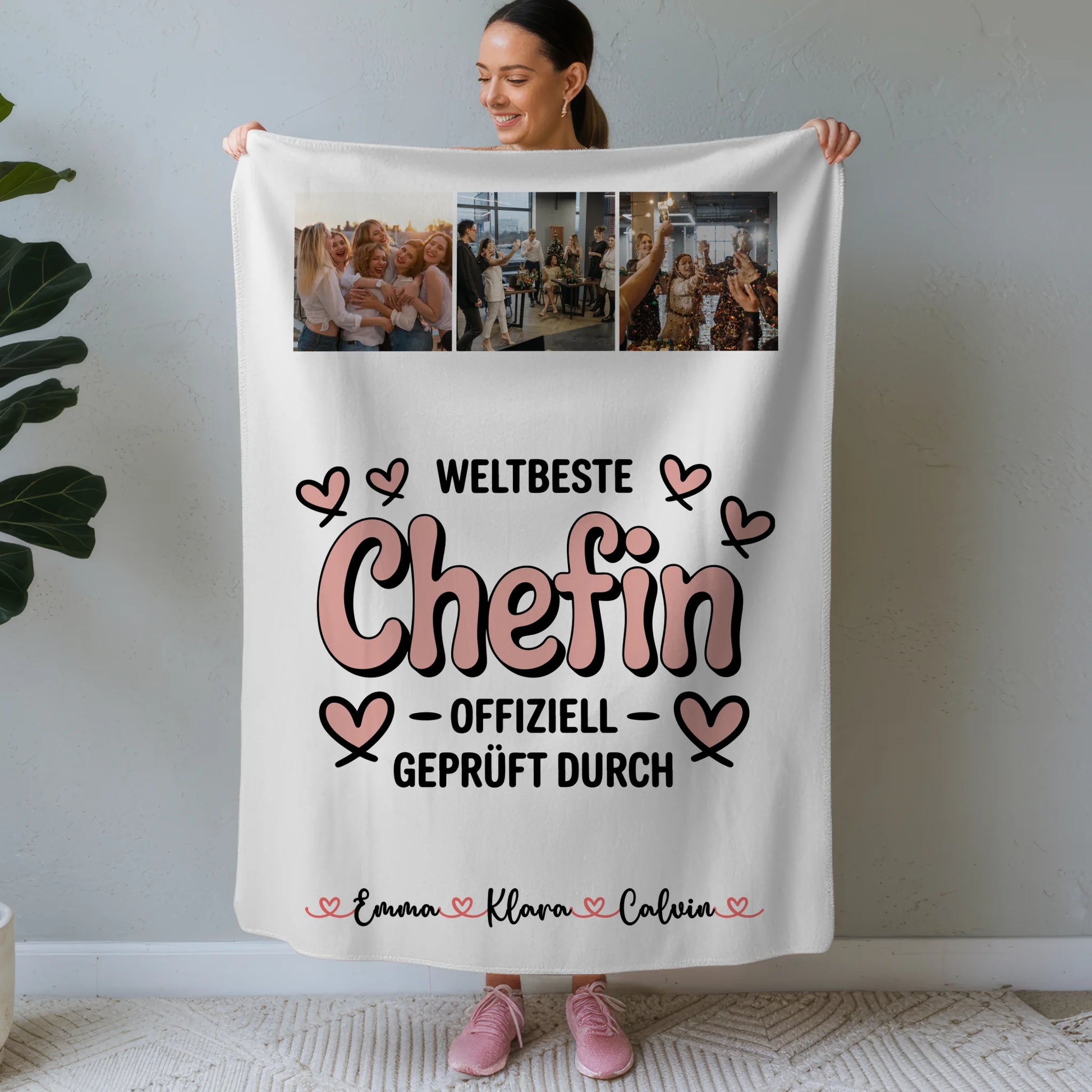 Kuscheldecke Mit Namen Und Motiv Fotocollage Chefin Weltbeste Chefin Offiziell Geprüft Durch 1