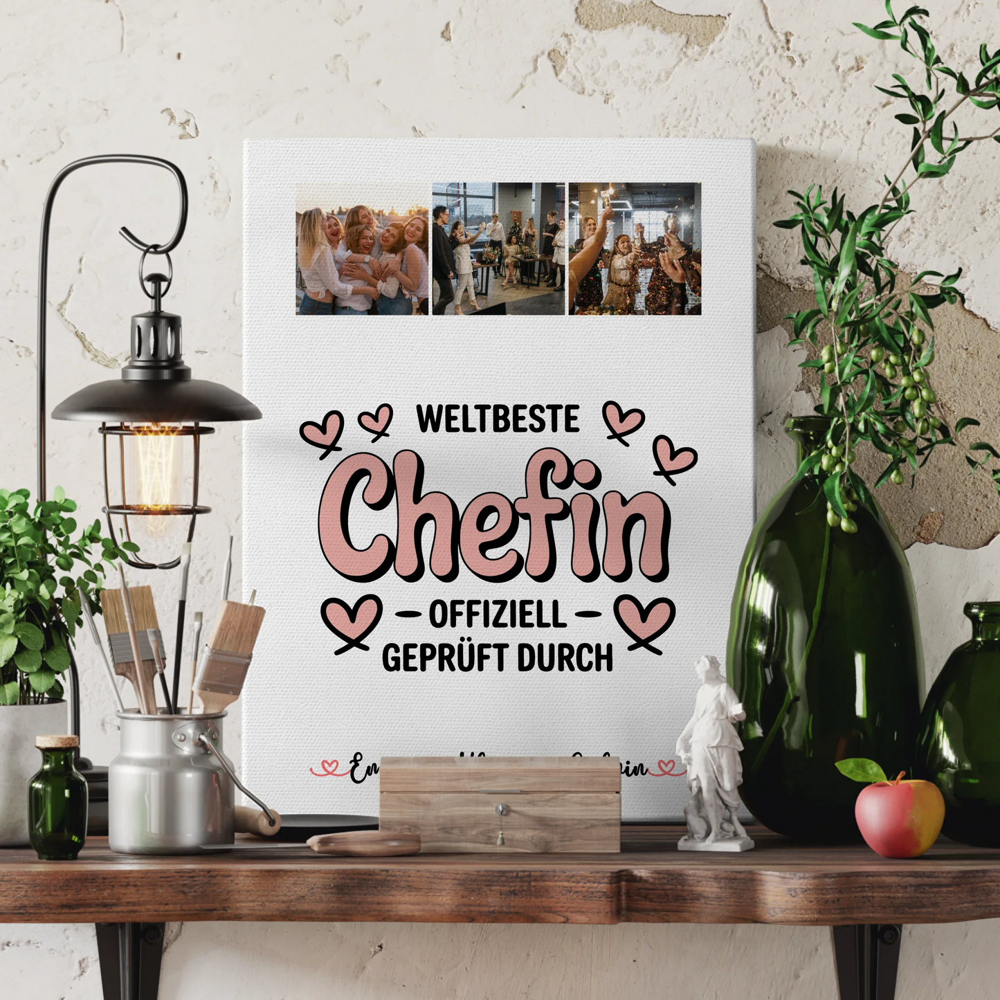 Leinwand Bild Fotocollage Chefin Weltbeste Chefin Offiziell Geprüft Durch 3