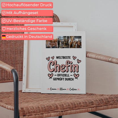 Leinwand Bild Fotocollage Chefin Weltbeste Chefin Offiziell Geprüft Durch 5