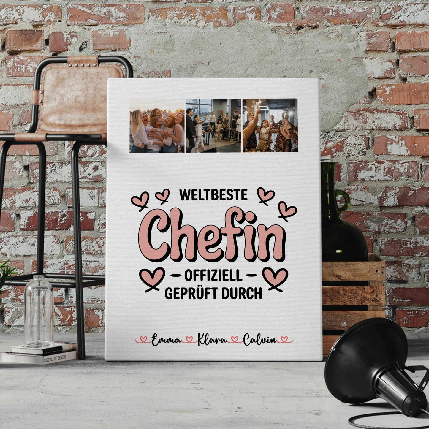 Leinwand Bild Fotocollage Chefin Weltbeste Chefin Offiziell Geprüft Durch 4