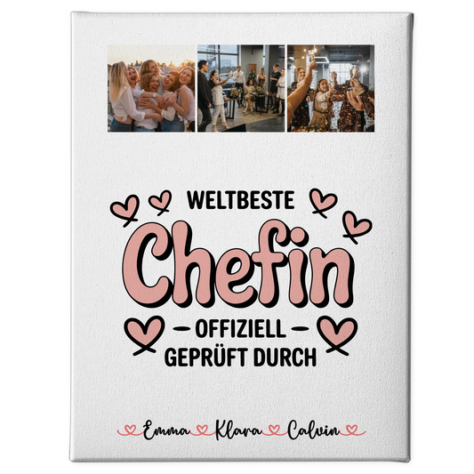 Leinwand Bild Fotocollage Chefin Weltbeste Chefin Offiziell Geprüft Durch 1