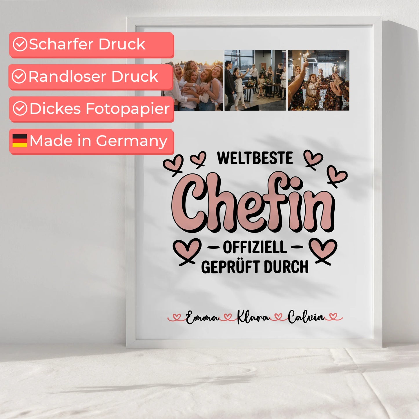 Poster Personalisiert Fotocollage Chefin Weltbeste Chefin Offiziell Geprüft Durch