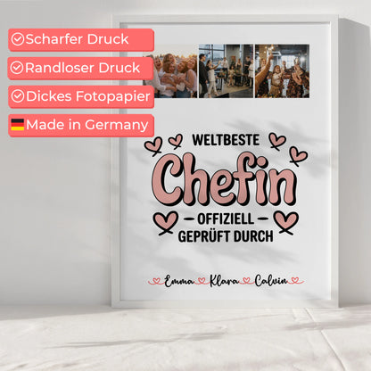Poster Personalisiert Fotocollage Chefin Weltbeste Chefin Offiziell Geprüft Durch