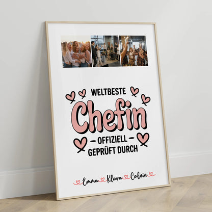 Poster Personalisiert Fotocollage Chefin Weltbeste Chefin Offiziell Geprüft Durch