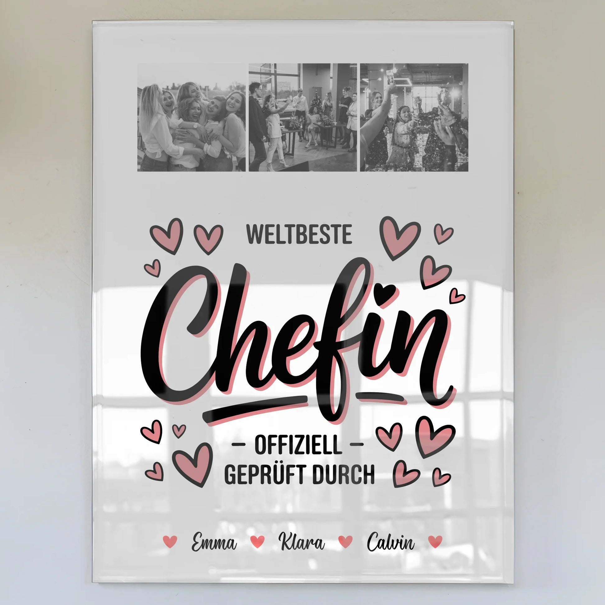 Foto Acrylglas Fotocollage für Chefin Weltbeste Chefin Offiziell Geprüft Durch 1