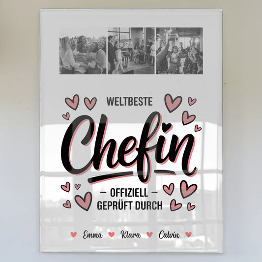 Foto Acrylglas Fotocollage für Chefin Weltbeste Chefin Offiziell Geprüft Durch 1