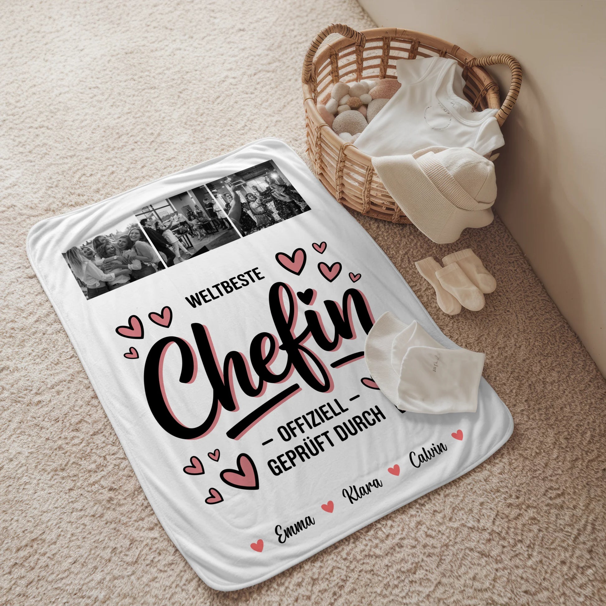 Personalisierte Decke Mit Namen Fotocollage für Chefin Weltbeste Chefin Offiziell Geprüft Durch 2