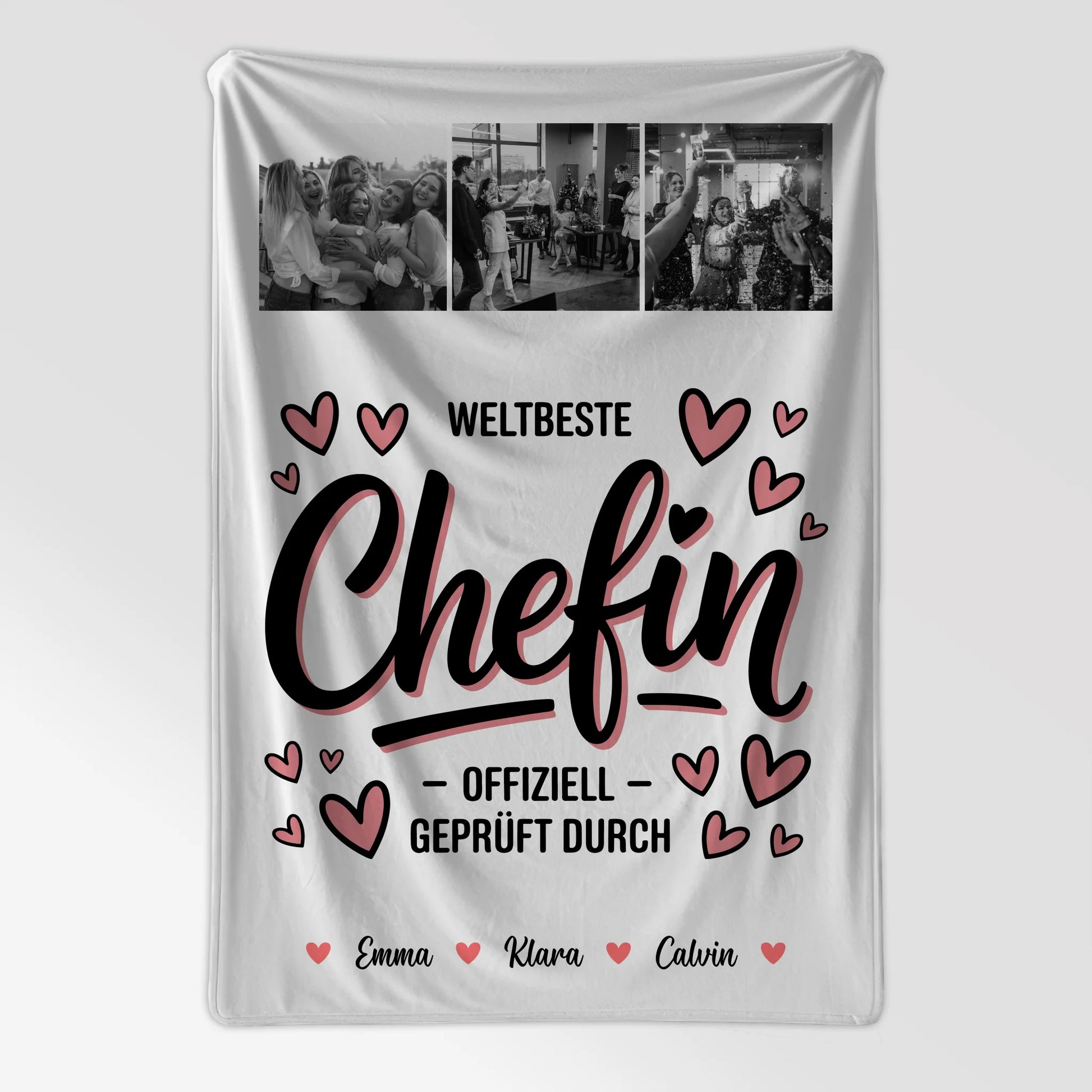 Personalisierte Decke Mit Namen Fotocollage für Chefin Weltbeste Chefin Offiziell Geprüft Durch 7
