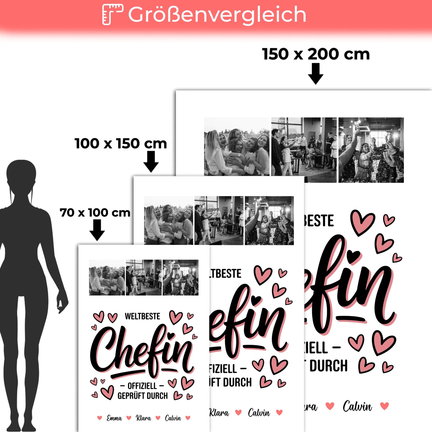 Personalisierte Decke Mit Namen Fotocollage für Chefin Weltbeste Chefin Offiziell Geprüft Durch 5